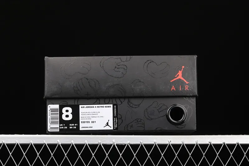 All categories Air Jordan Jordan series basketball shoes Air Jordan 4 Pure original Kaws x Air Jordan 4 Black AJ4 black suede luminous limited edition 930155-001